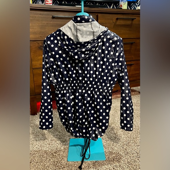 Women’s Navy Polka Dot Rain Jacket - Size Large - Picture 2 of 3